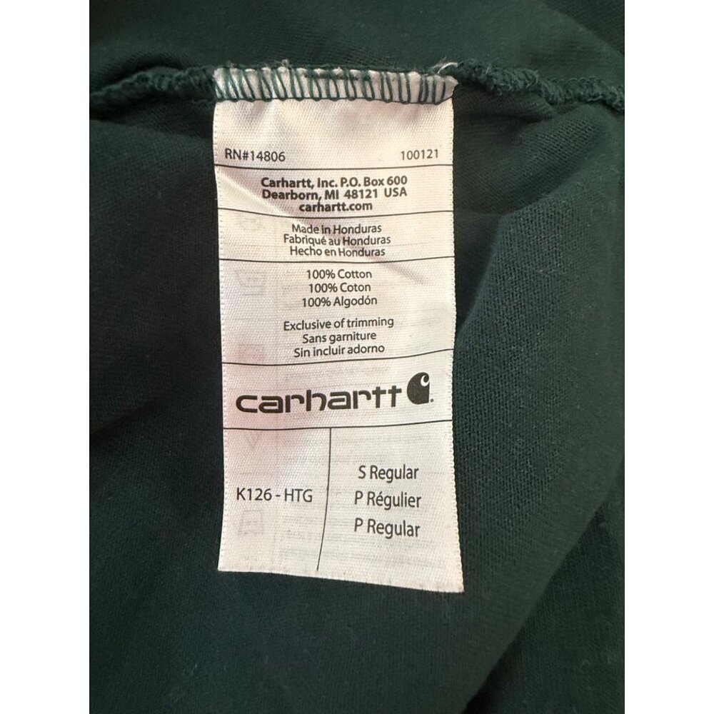 Carhartt Mens Original Fit Long Sleeve T-Shirt Green Pocket Style Small - Picture 5 of 7